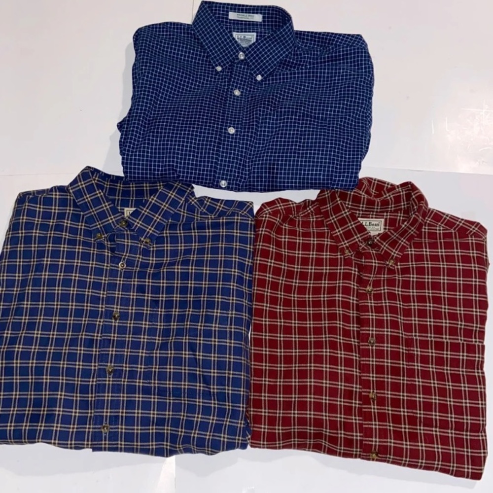 *BUNDLE / LOT * L.L. Bean Button-down Shirts (red & blue) | Large Regular